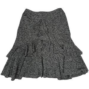 Charles Chang-Lima Skirt Black White Ruffle Flounce Hem‎ Wool Blend Women's 6